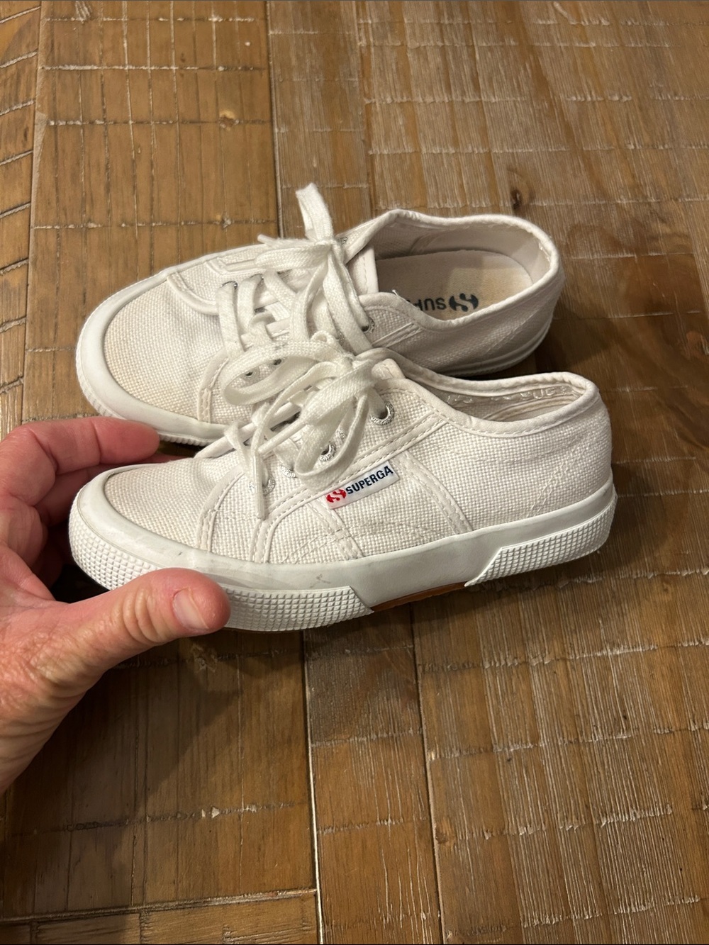 Superga Kids Off-White Canvas Lace-Up Sneakers
